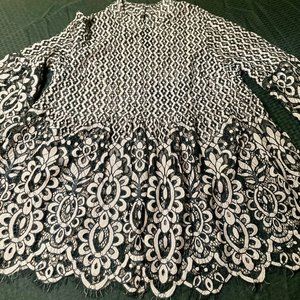 Semi-sheer Lace babydoll dressy tunic blouse, Lane Bryant size 14